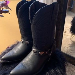 Black leather western boots